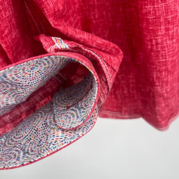 BUGATCHI Button Down Shirt Large Red/Pink Business Office Work Career Cotton - Picture 10 of 14